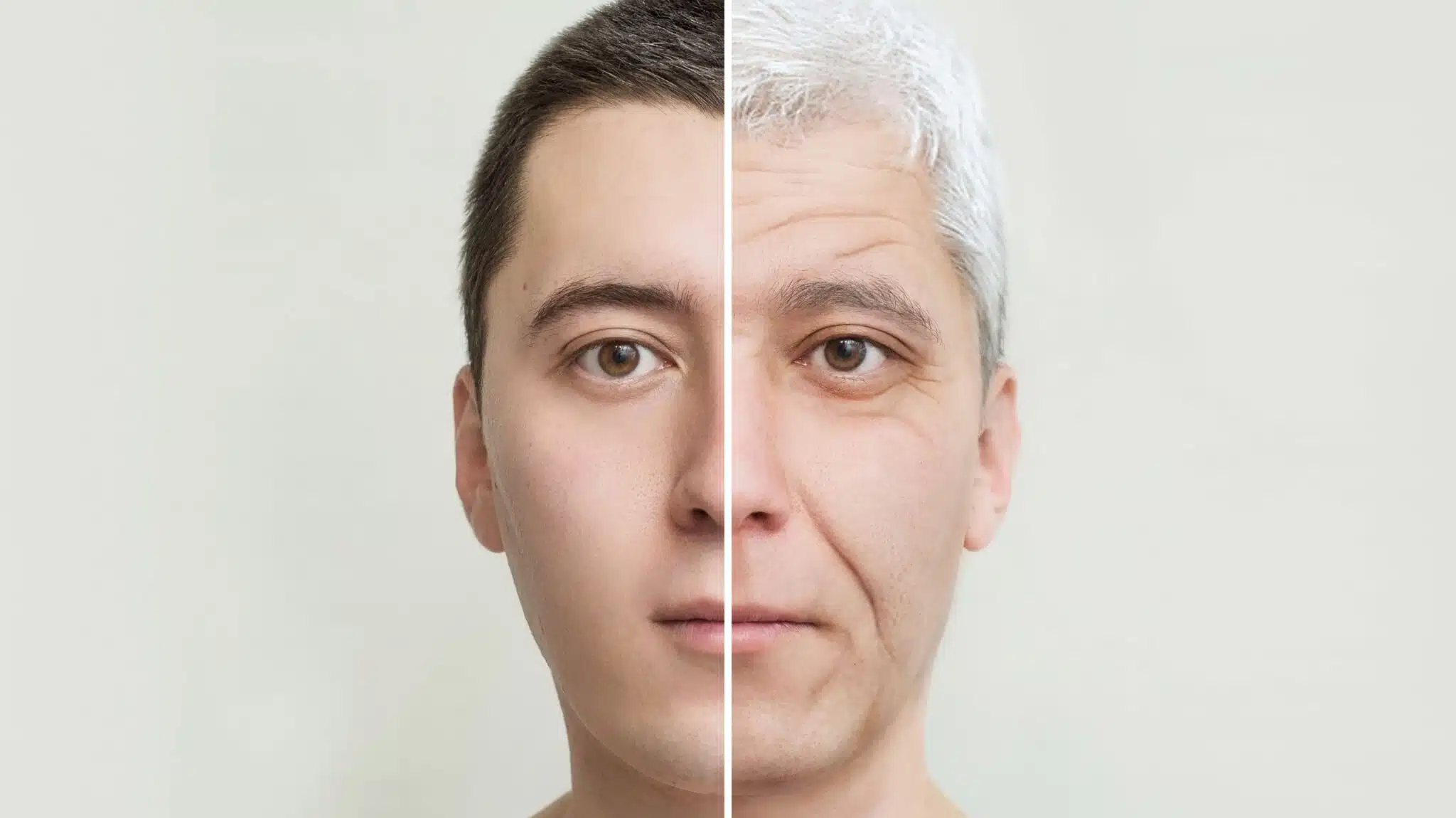 A man's face, half young and half aged - Does Drug And Alcohol Abuse Speed Up The Aging Process